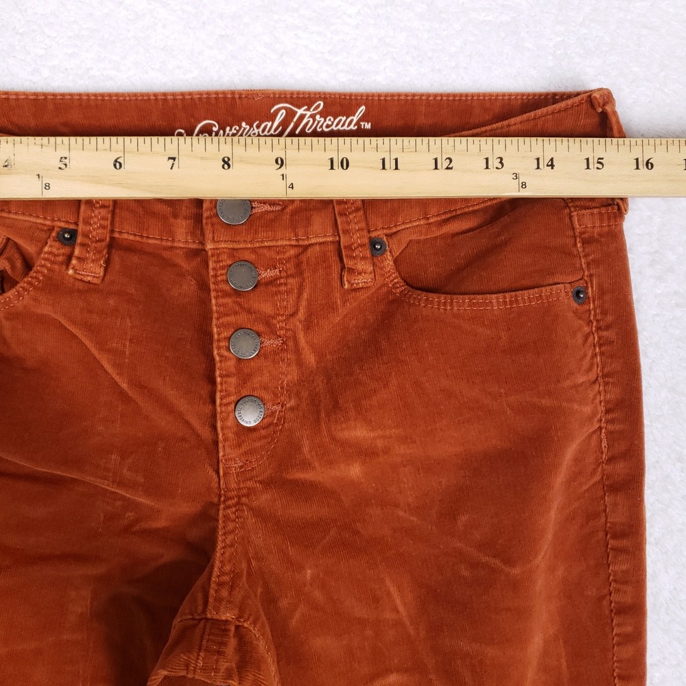 Universal Thread Corduroy Pants Womens 6 28R Skinny Button Fly Rust Orange Fall - Picture 3 of 11